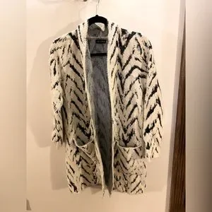 Love Token Sweaters Love Token Black And White Furry Cardigan